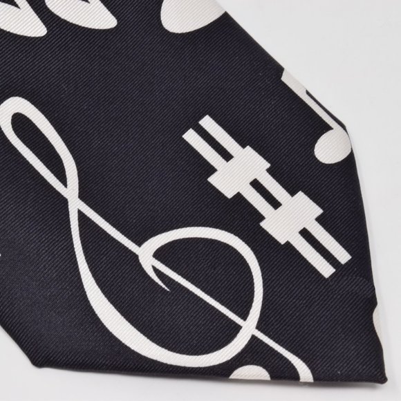 Wild Ties Silk Music Notes Necktie Black White Musican Singer Festival Work Boho - Picture 2 of 9